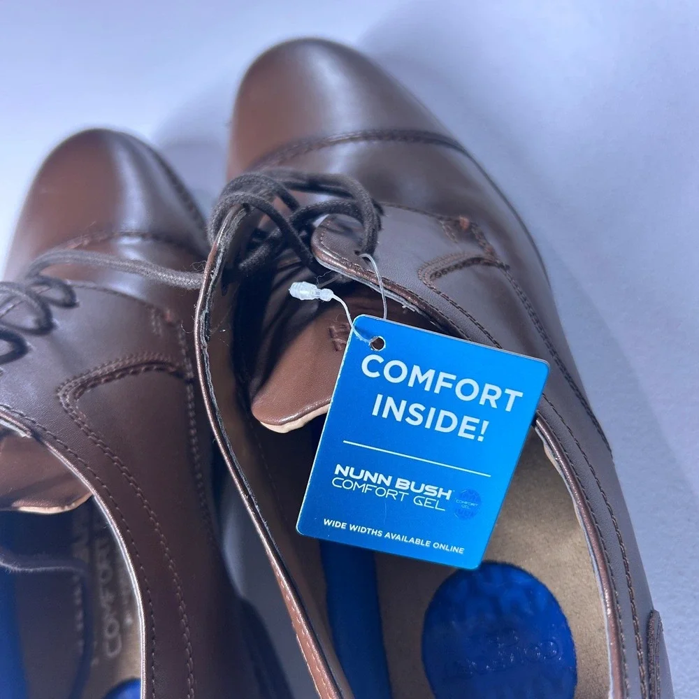 Nunn Bush Mens Brown Leather Cap Toe Oxford Dress‎ Shoes Size 9 1/2 Wide NWOB